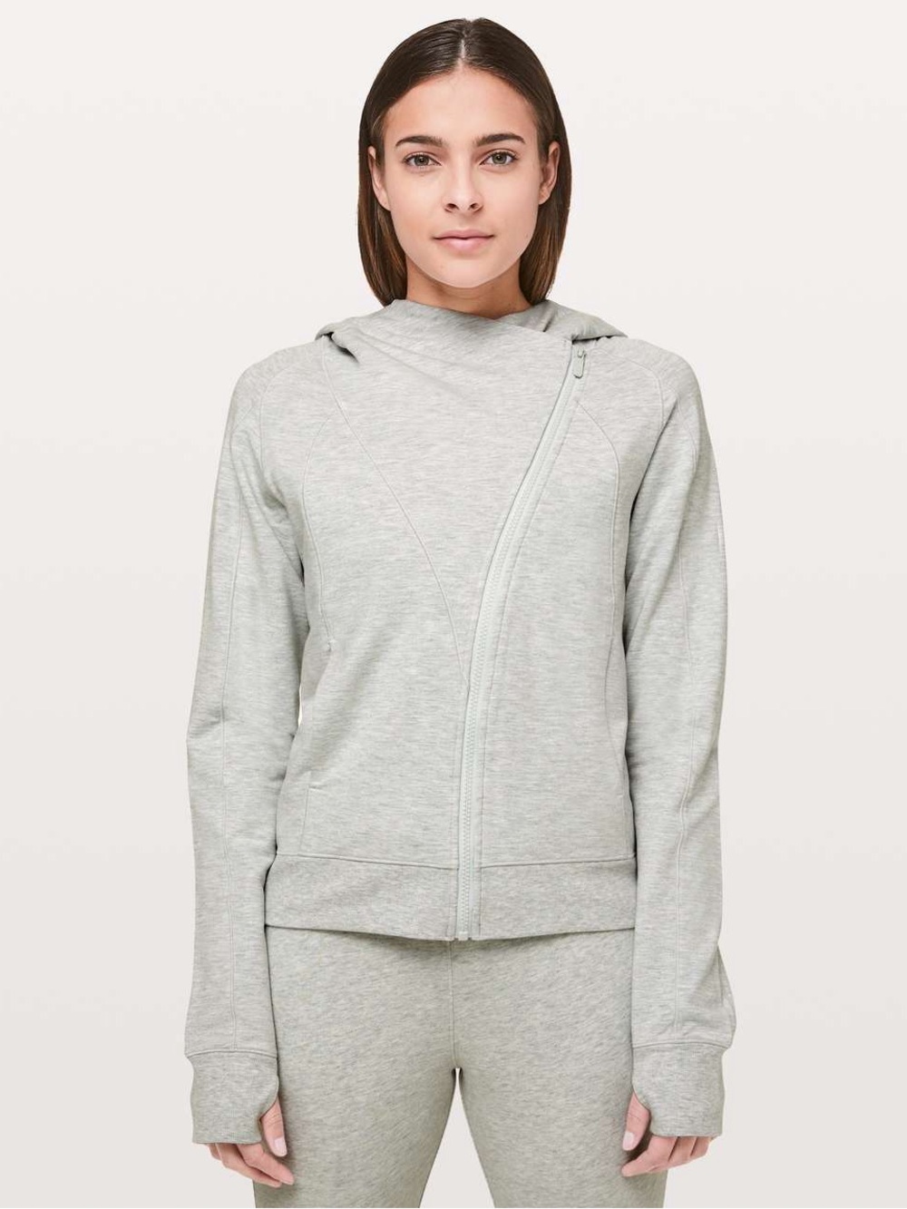 Lululemon Coast Hoodie Sz 10 Light Gray Hooded Zip-Up Sweatshirt